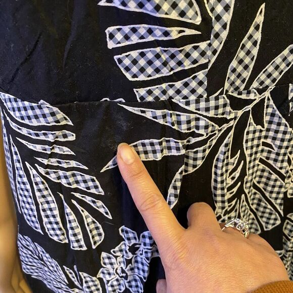 Y2K Dress Sz 6/S Black White Whimsigoth Key Hole Halter Midi Leafy Hippie Party - Picture 11 of 11